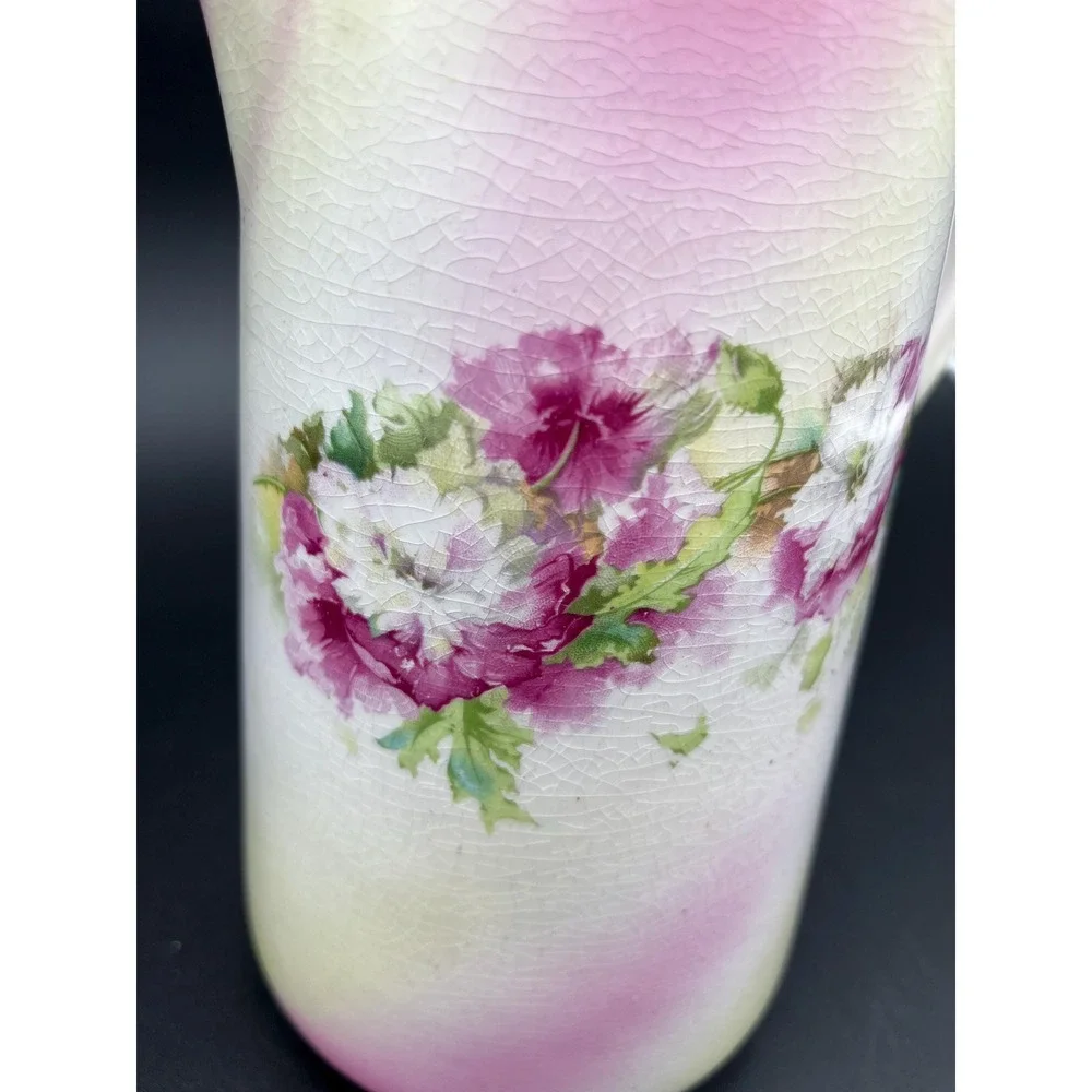 Victorian Pitcher Antique Gold Medal Floral Pitcher Owen China Co Vase